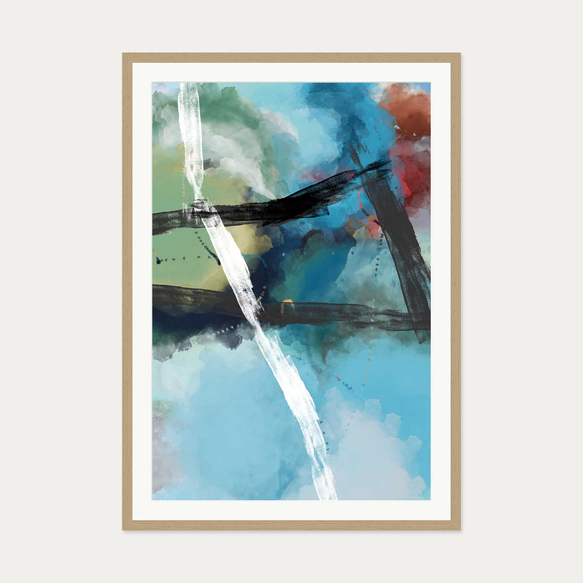 New Contemporary Art Print — 70 x 100 cm — Oak Frame