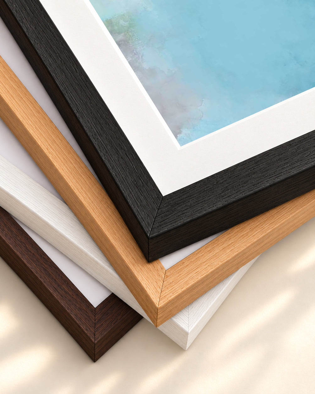 New Contemporary Art Print — framed print corner with 5 cm mount and bevel