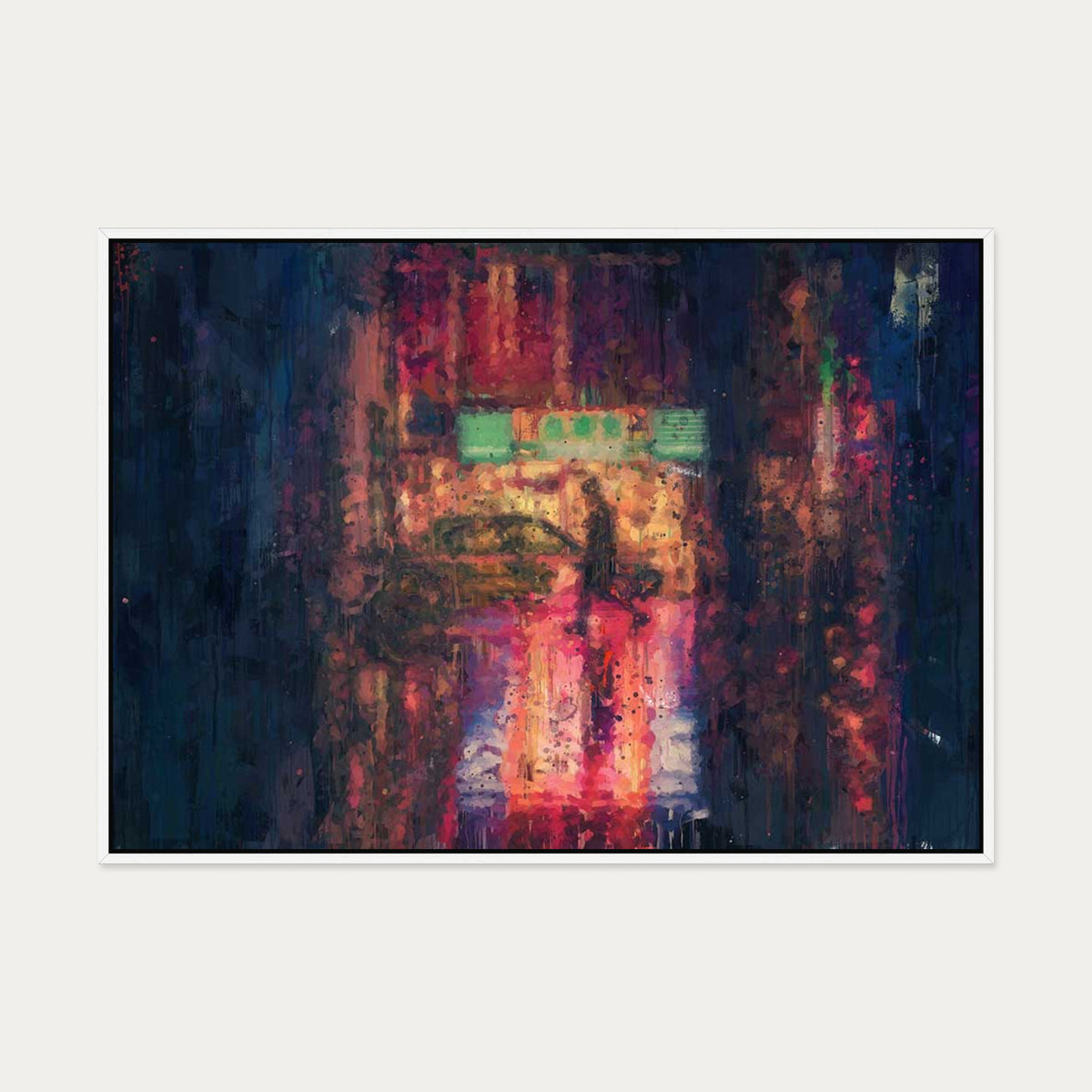 New York Alley Painting Canvas Art — 70 x 100 cm — White Frame