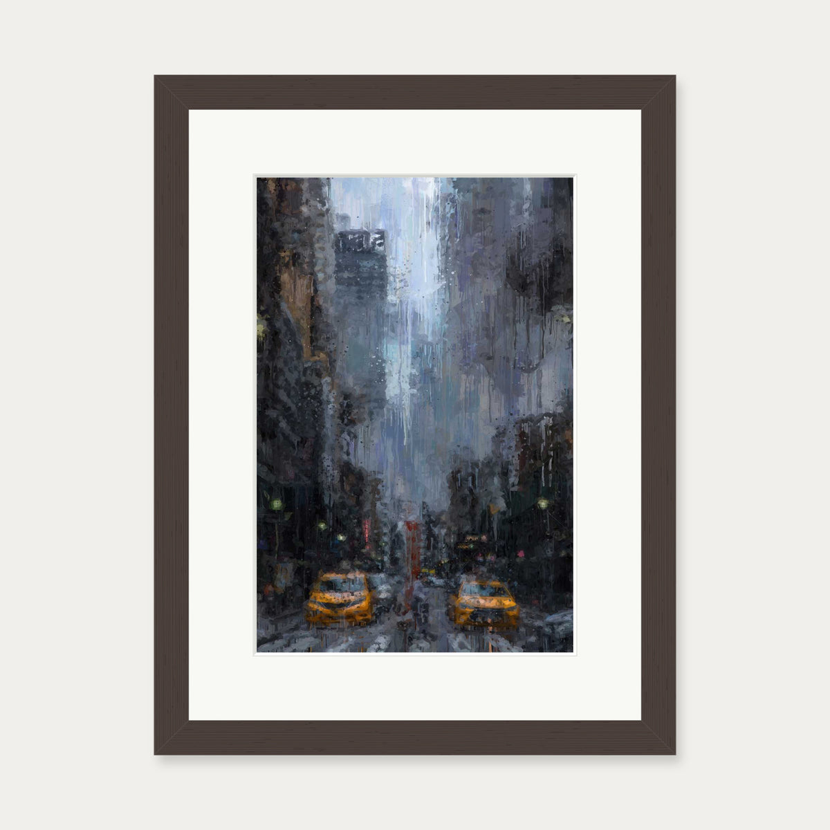 New York City Impressionist Art Print — 30 x 40 cm — Brown Frame