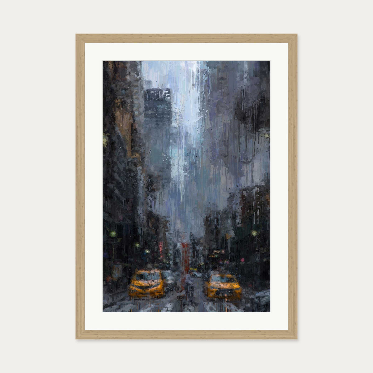 New York City Impressionist Art Print — 50 x 70 cm — Oak Frame