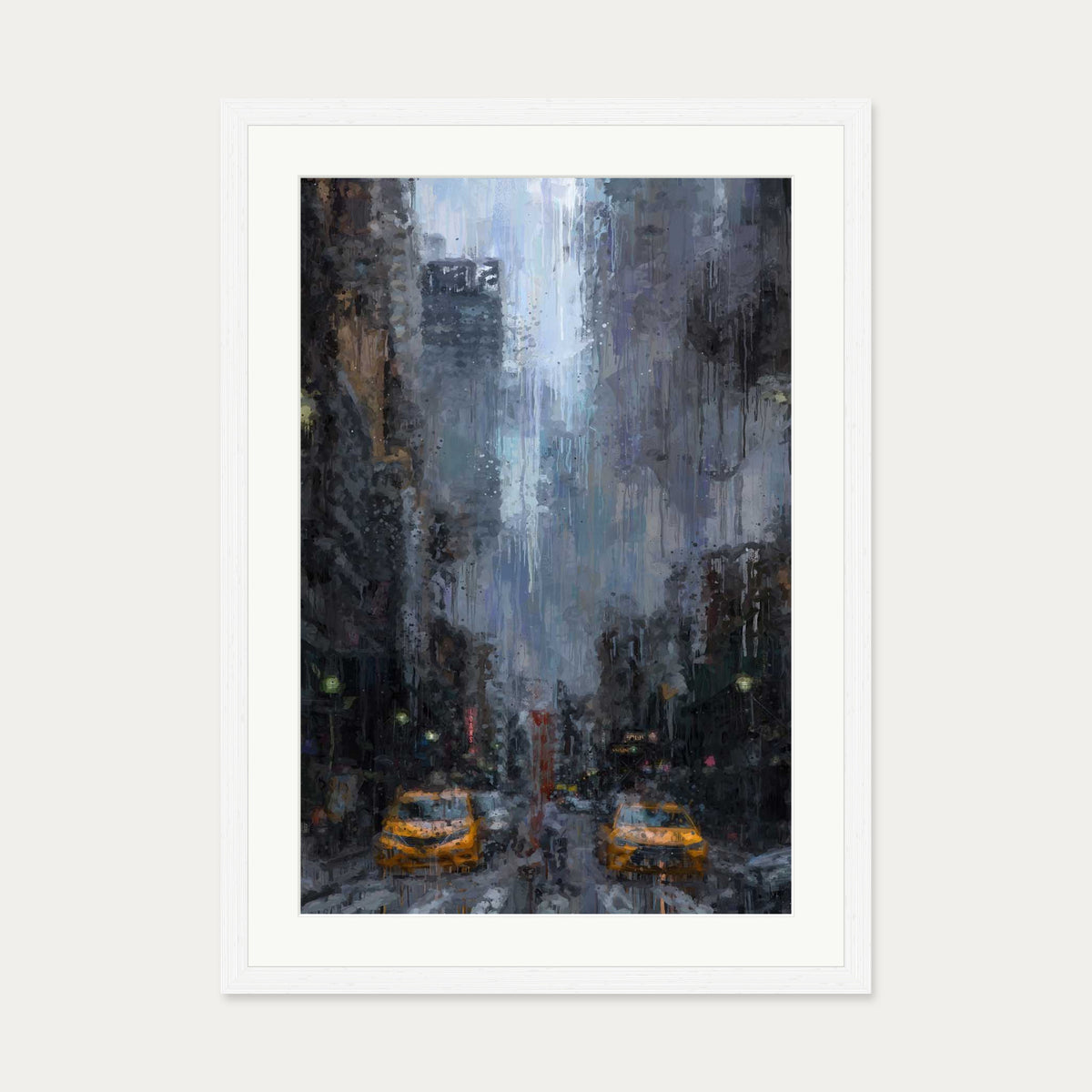New York City Impressionist Art Print — 50 x 70 cm — White Frame