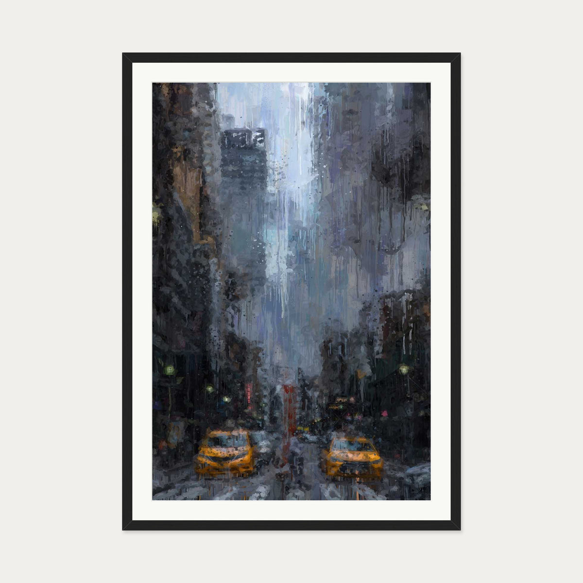 New York City Impressionist Art Print — 70 x 100 cm — Black Frame