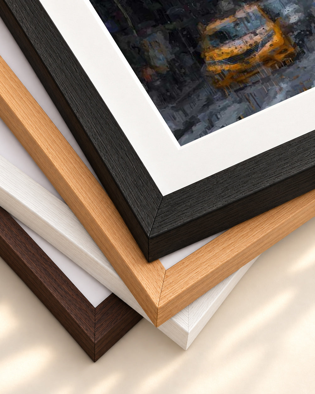 New York City Impressionist Art Print — framed print corner with 5 cm mount and bevel