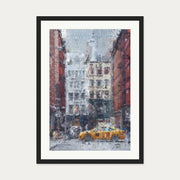 New York City Taxi Impressionist Art Print — 50 x 70 cm — Black Frame