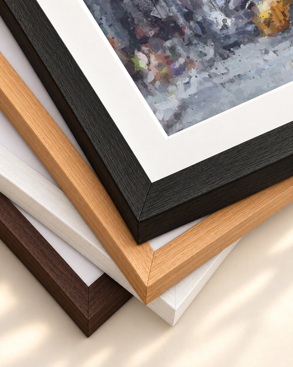 New York City Taxi Impressionist Art Print — framed print corner with 5 cm mount and bevel
