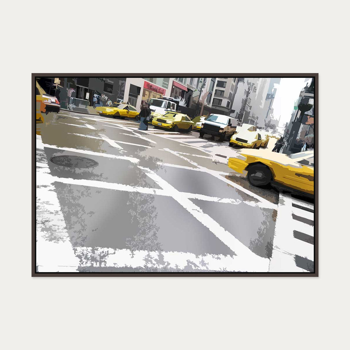New York Crossroads Canvas Art — 70 x 100 cm — Brown Frame
