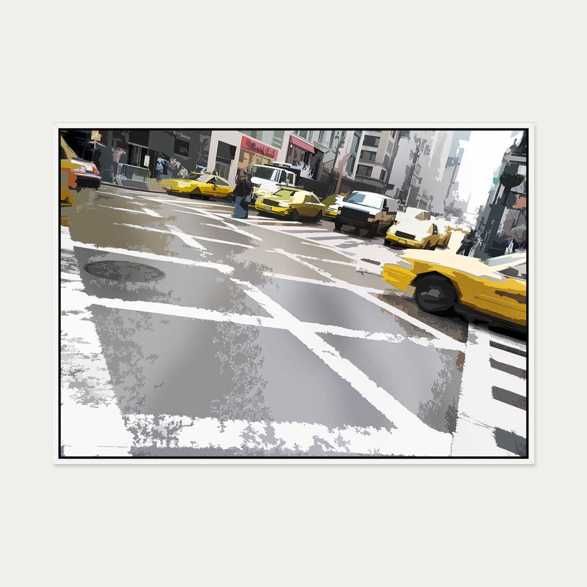 New York Crossroads Canvas Art — 70 x 100 cm — White Frame