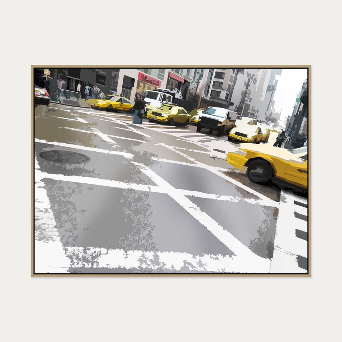 New York Crossroads Canvas Art — 90 x 120 cm — Oak Frame