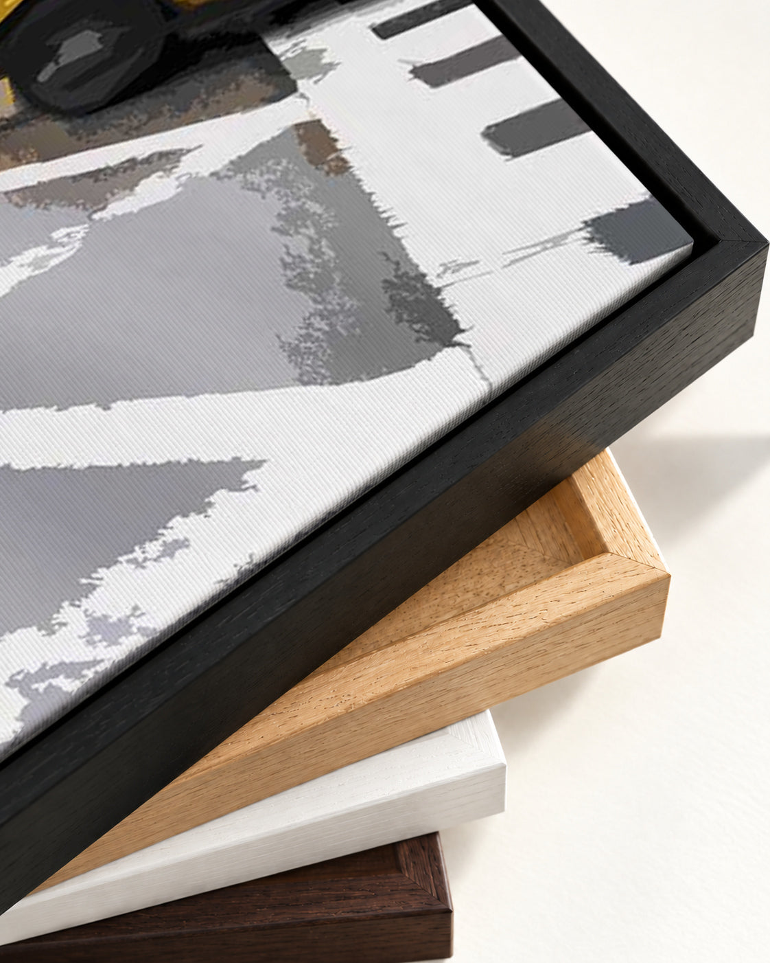 New York Crossroads Canvas Art — framed canvas corner and wrapped canvas detail