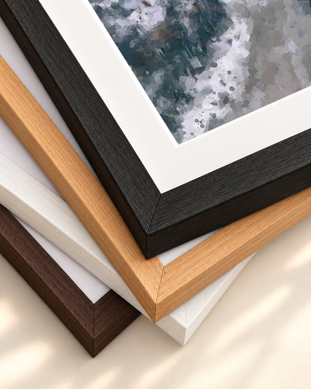 New York Snow Oil painting Art Print — framed print corner with 5 cm mount and bevel