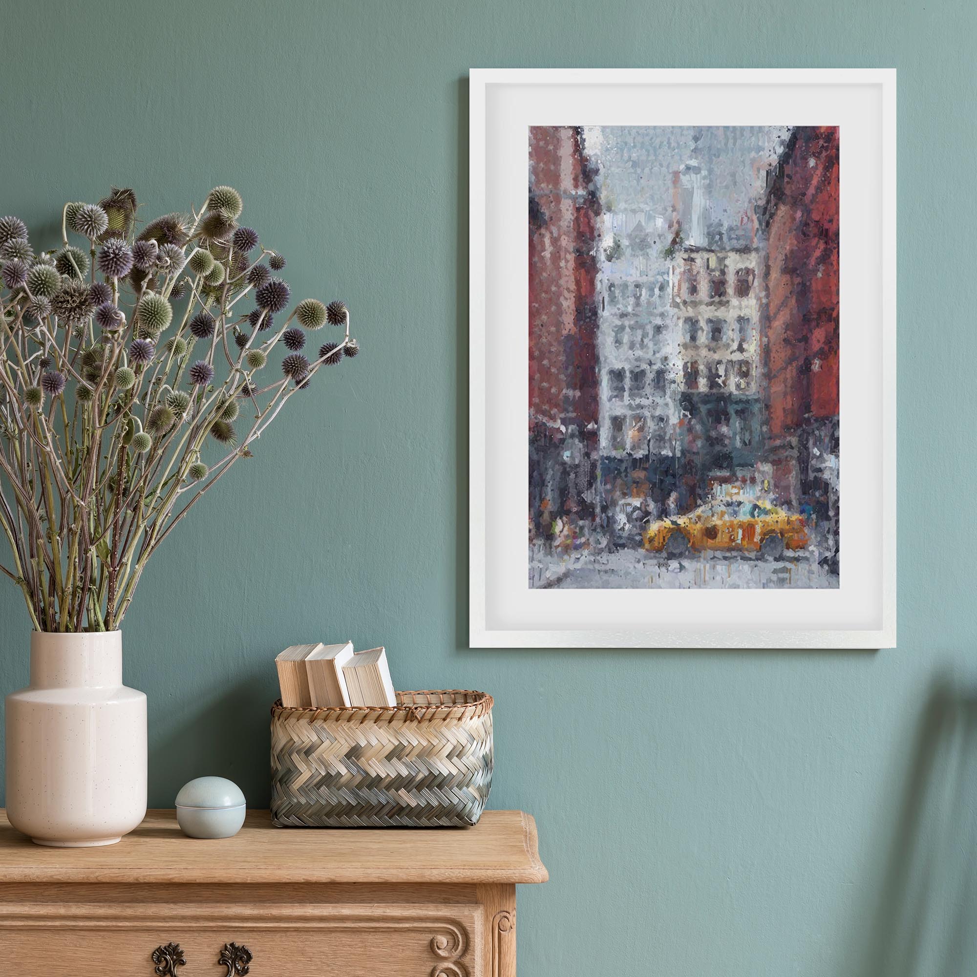 New York City Taxi Impressionist Framed Art