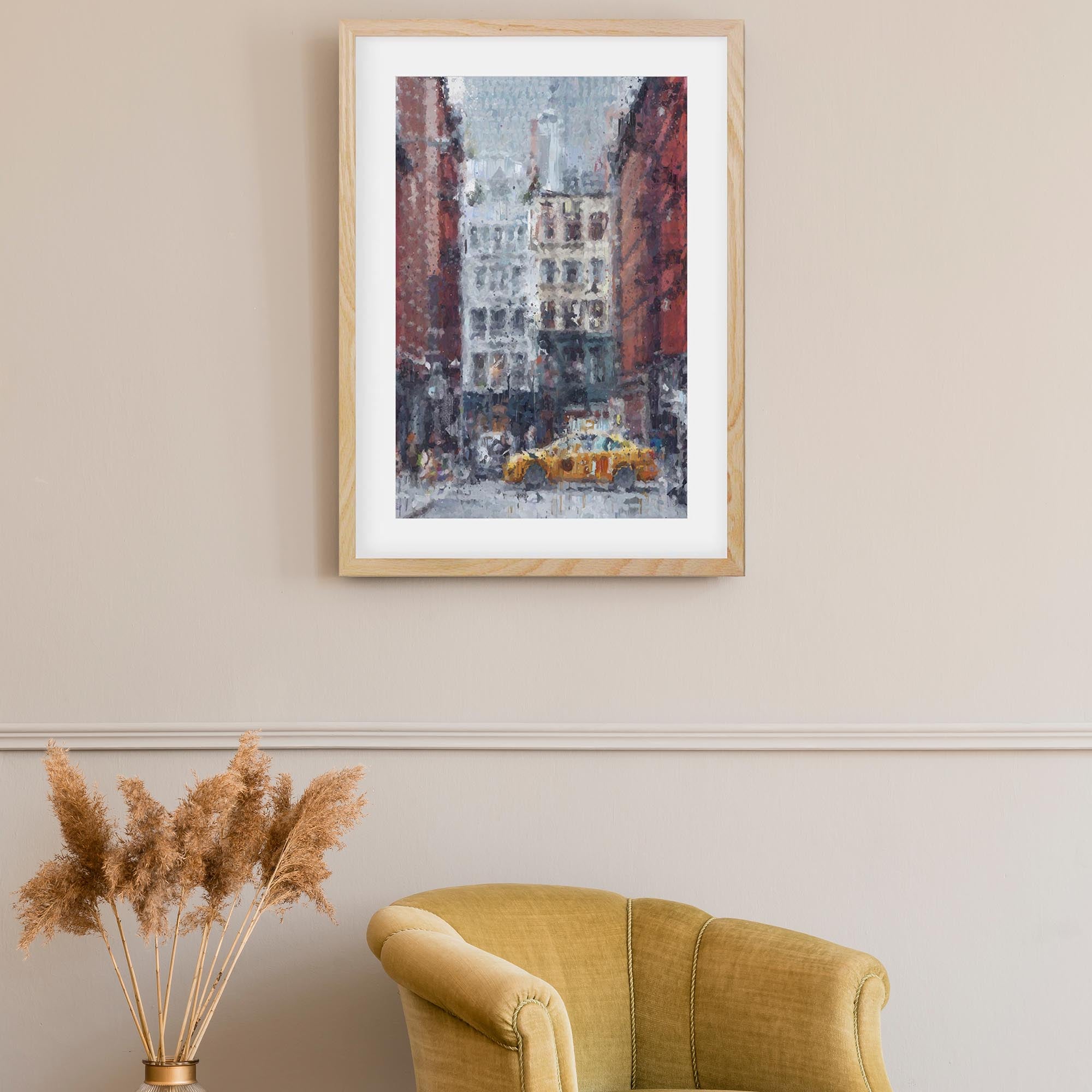 New York City Taxi Impressionist Framed Art