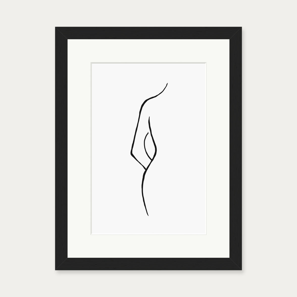 Nude Back Line Art Print — 30 x 40 cm — Black Frame