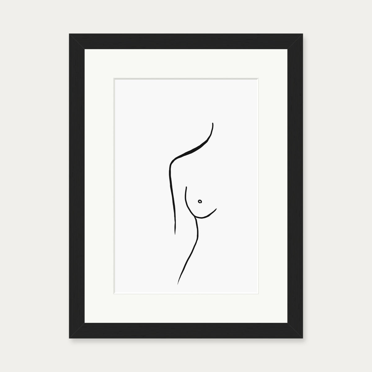 Nude Female Line Art Print — 30 x 40 cm — Black Frame