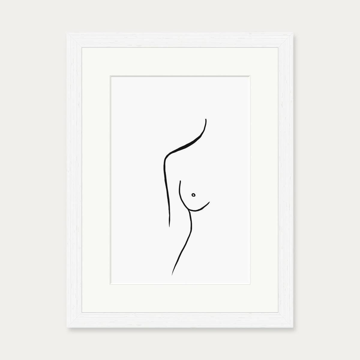 Nude Female Line Art Print — 30 x 40 cm — White Frame