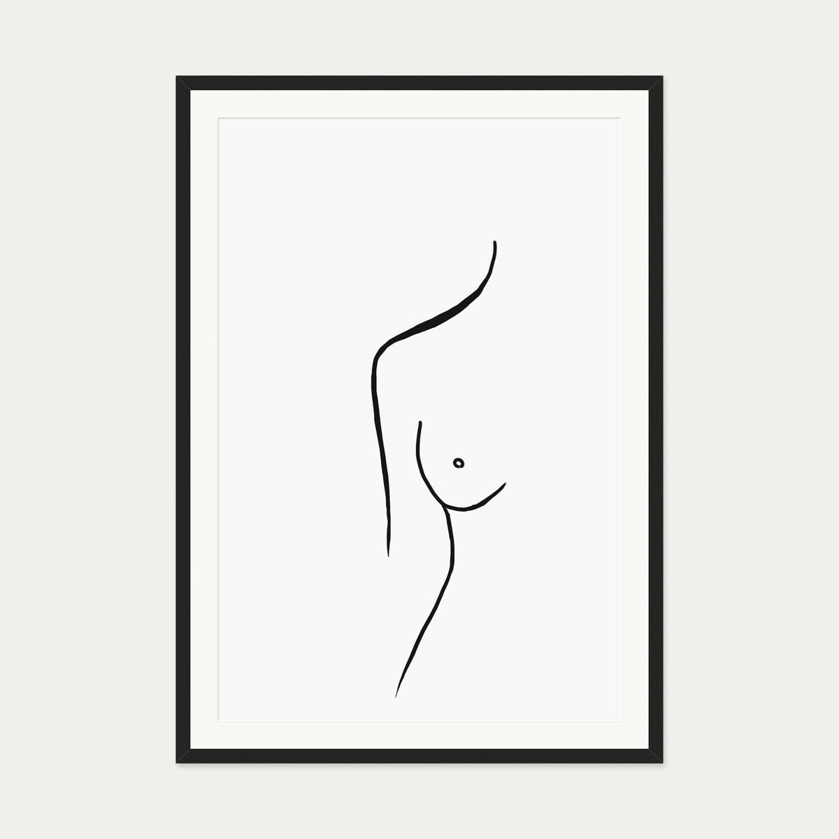 Nude Female Line Art Print — 70 x 100 cm — Black Frame