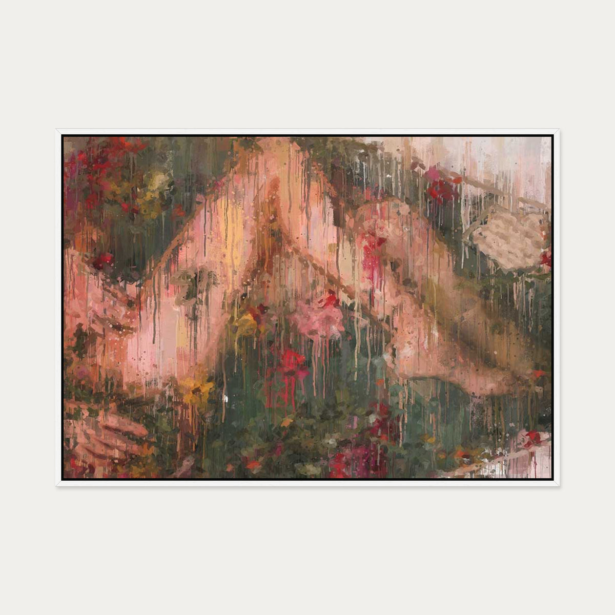 Nude Fine Art Impressionist Painting Canvas Art — 70 x 100 cm — White Frame