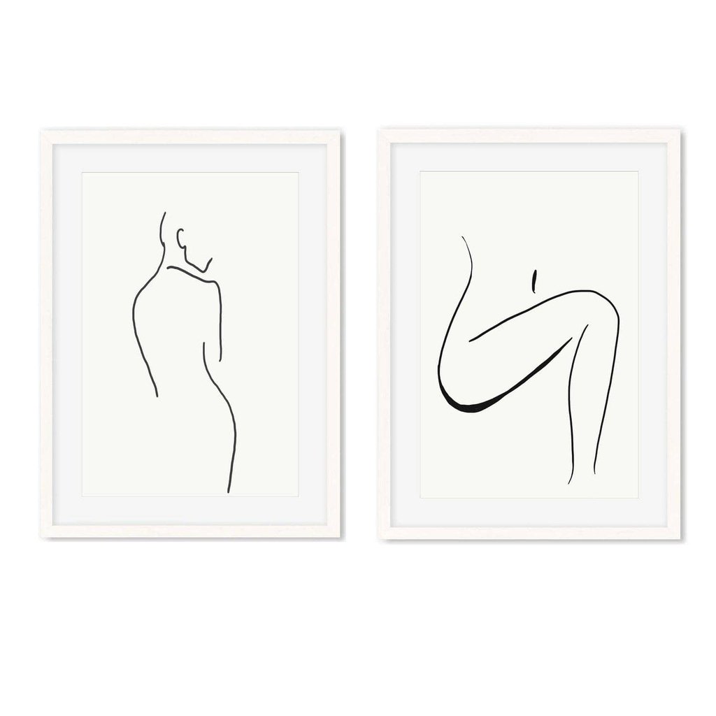 Nude Ink Drawing - Print Set Of 2