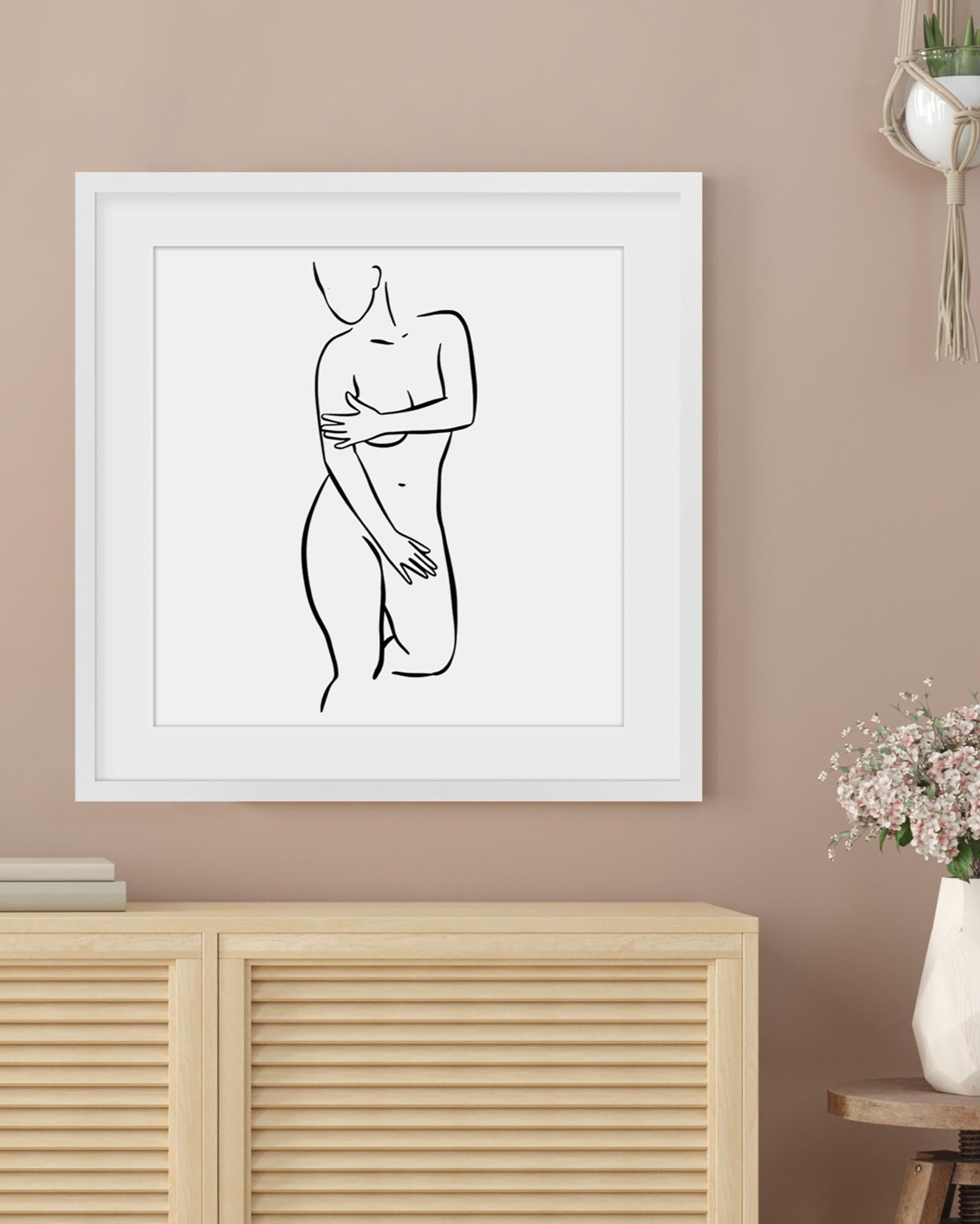 Nude Line Figure Framed Art