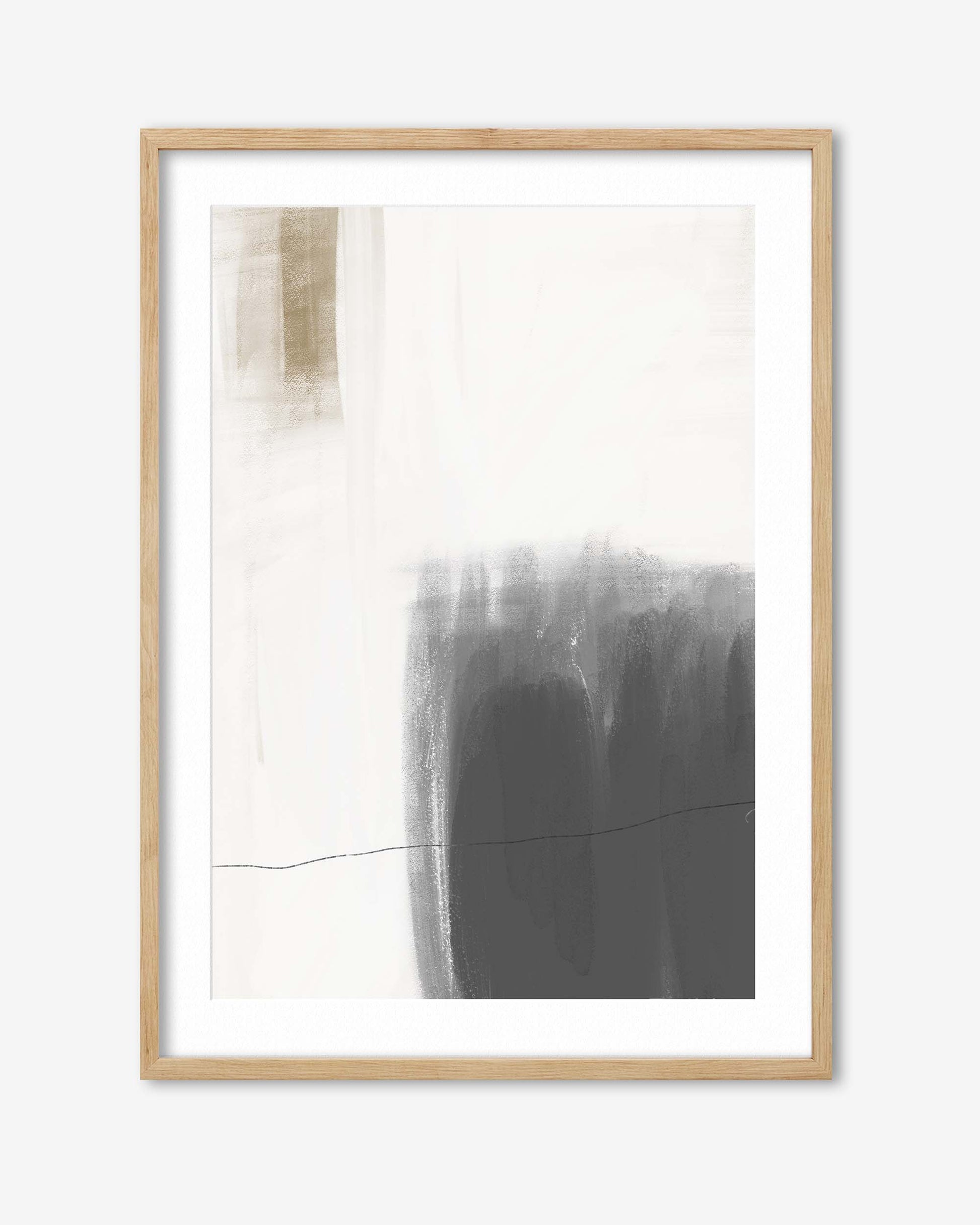 Framed abstract art print with a minimalistic design on a white background