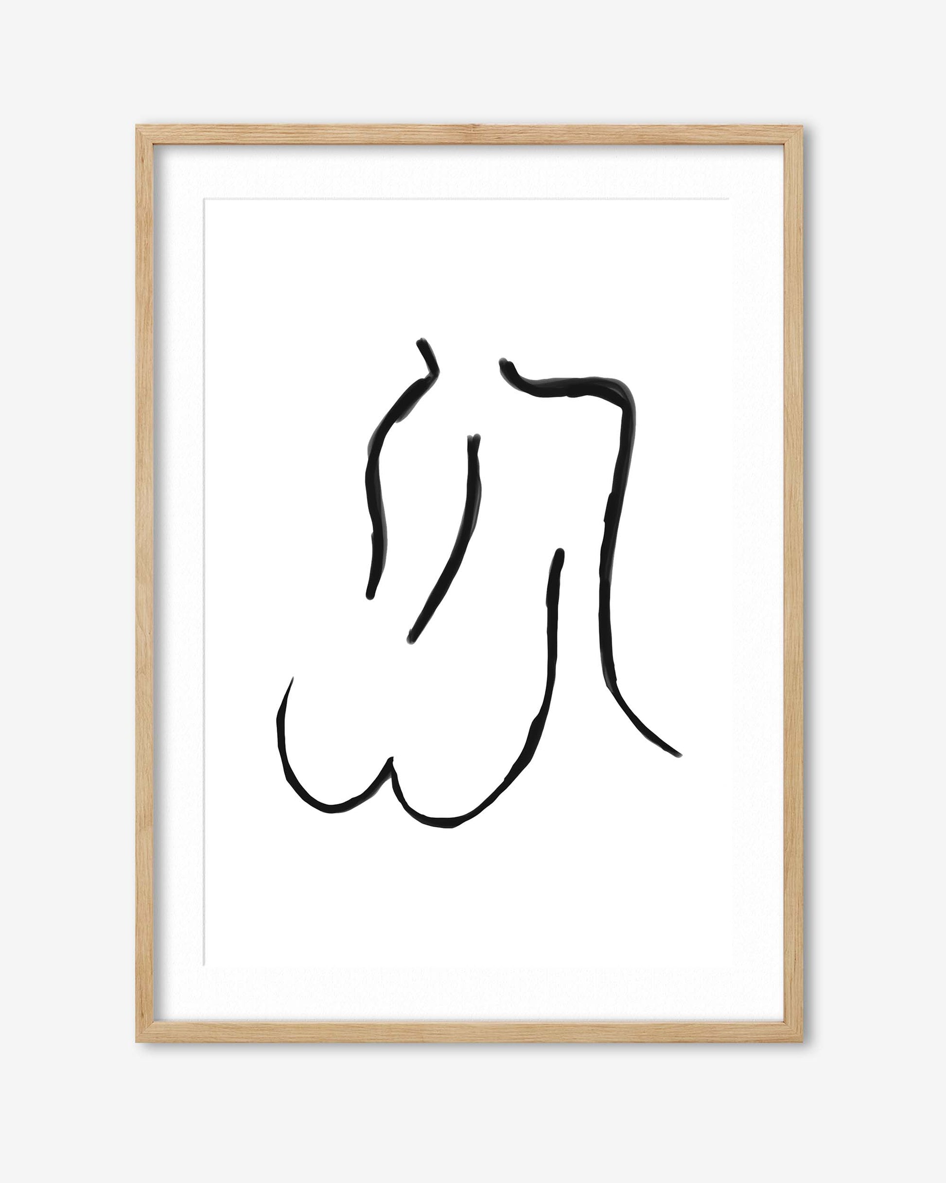 Framed artwork of a black line drawing of a horse on a white background