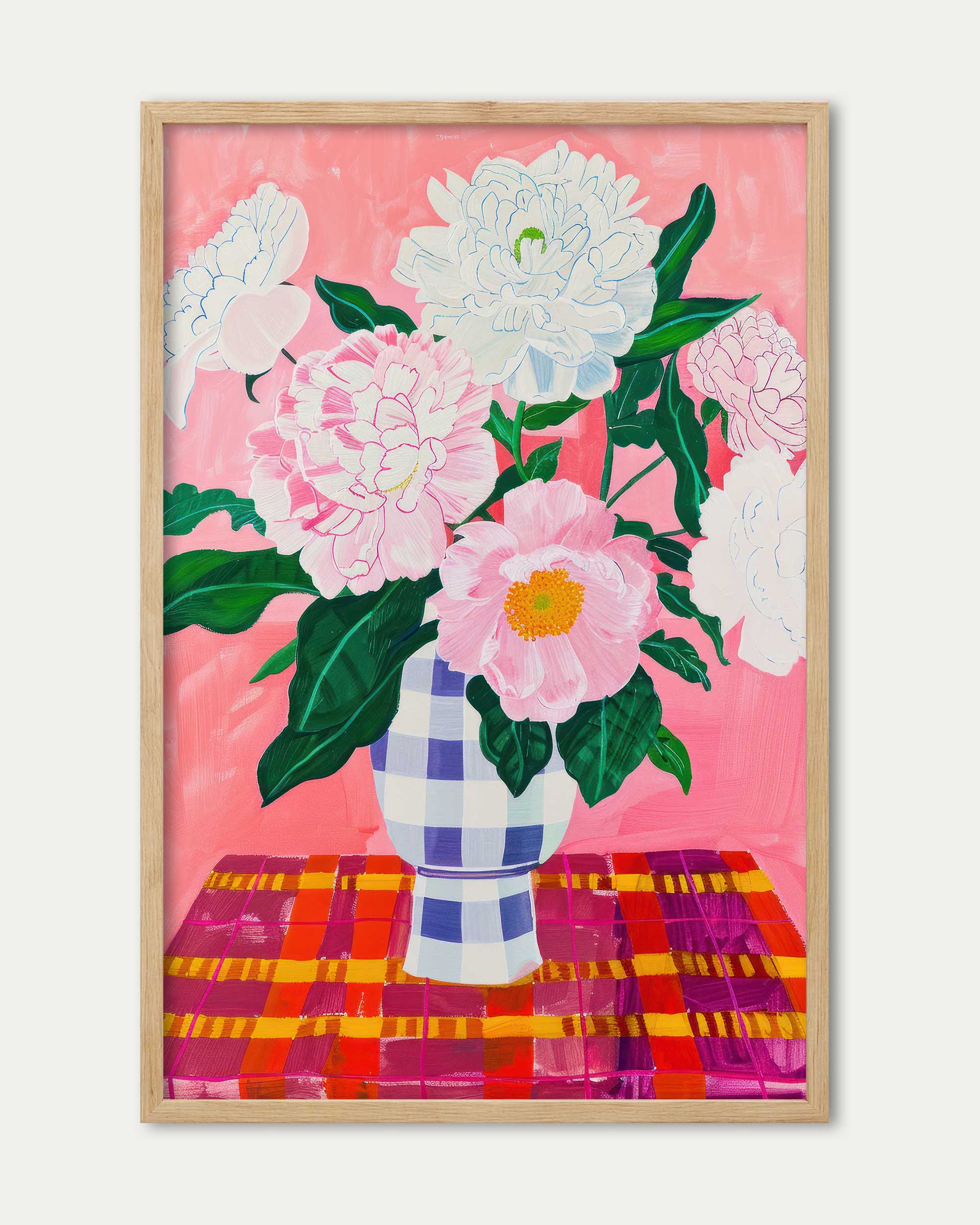 Checkered Flower Pot Wall Art