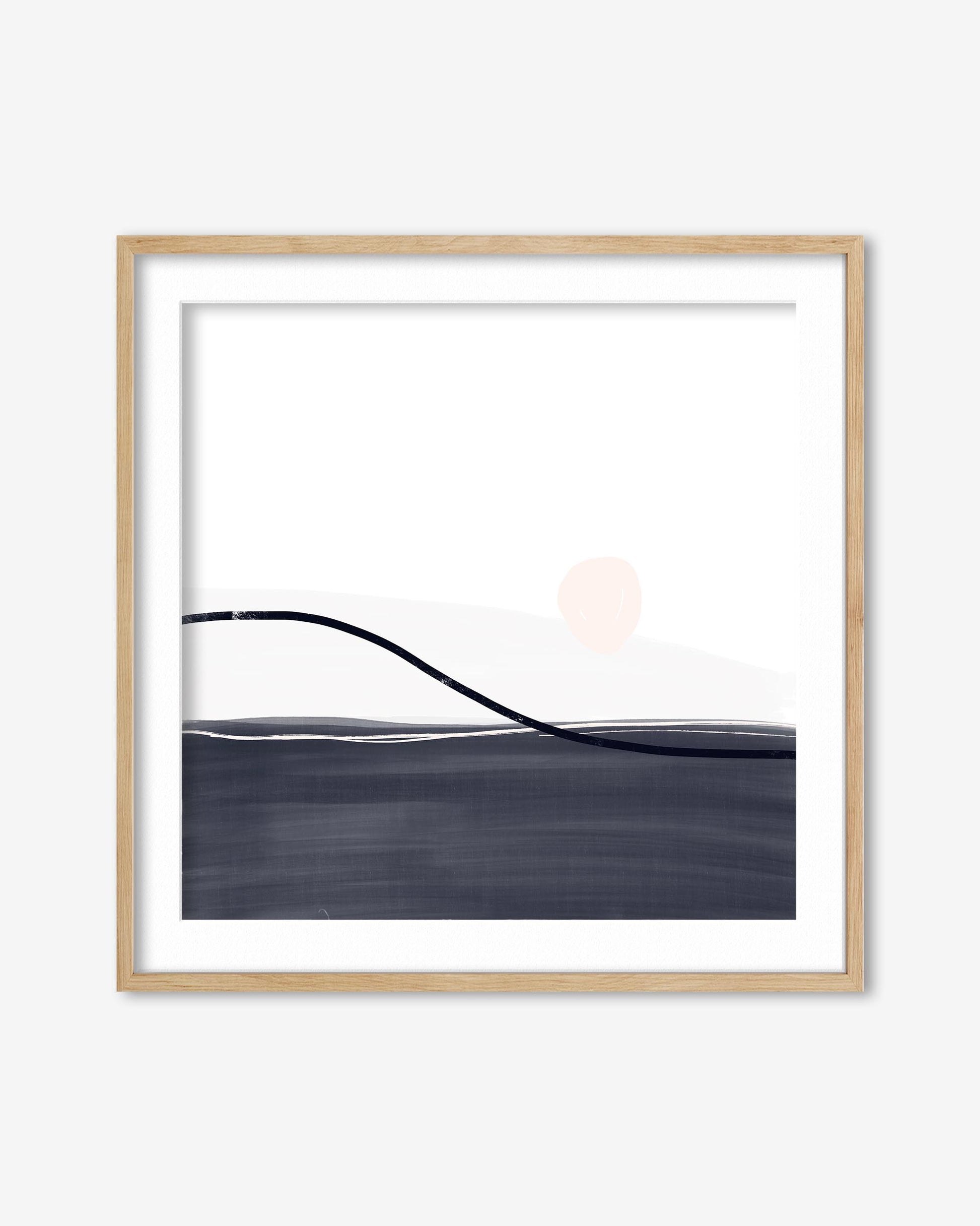 Framed abstract art print with a minimalist design on a white background