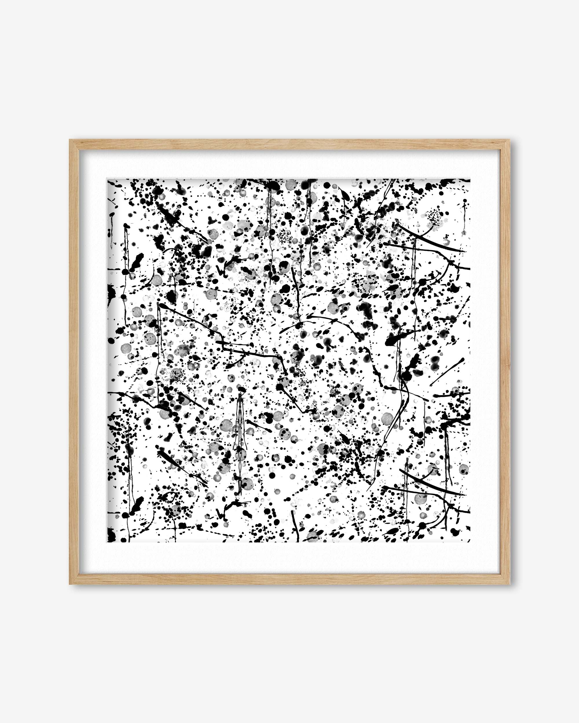 Black and White Paint Splatter Art Print