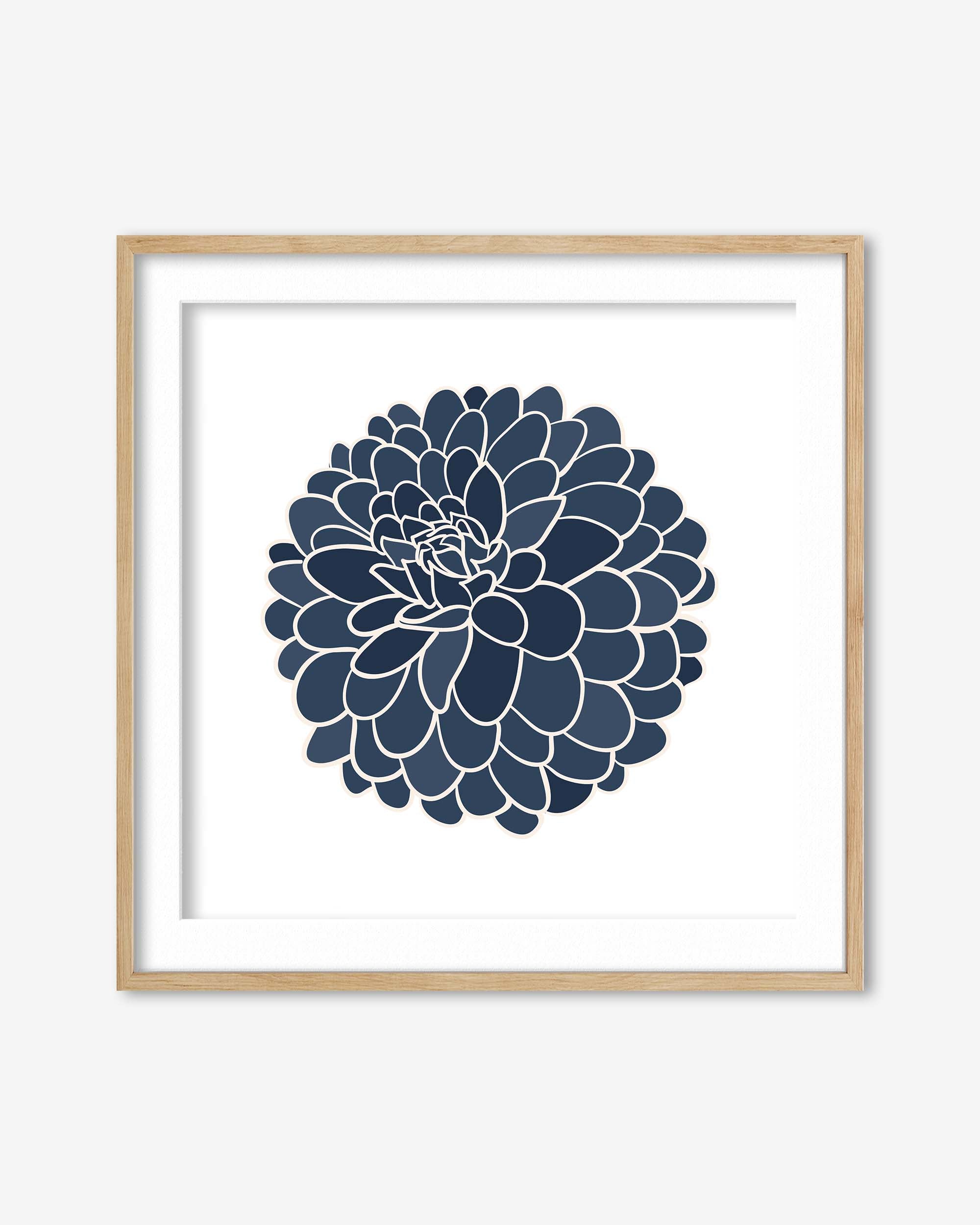 Blue Dahlia Square Art Print