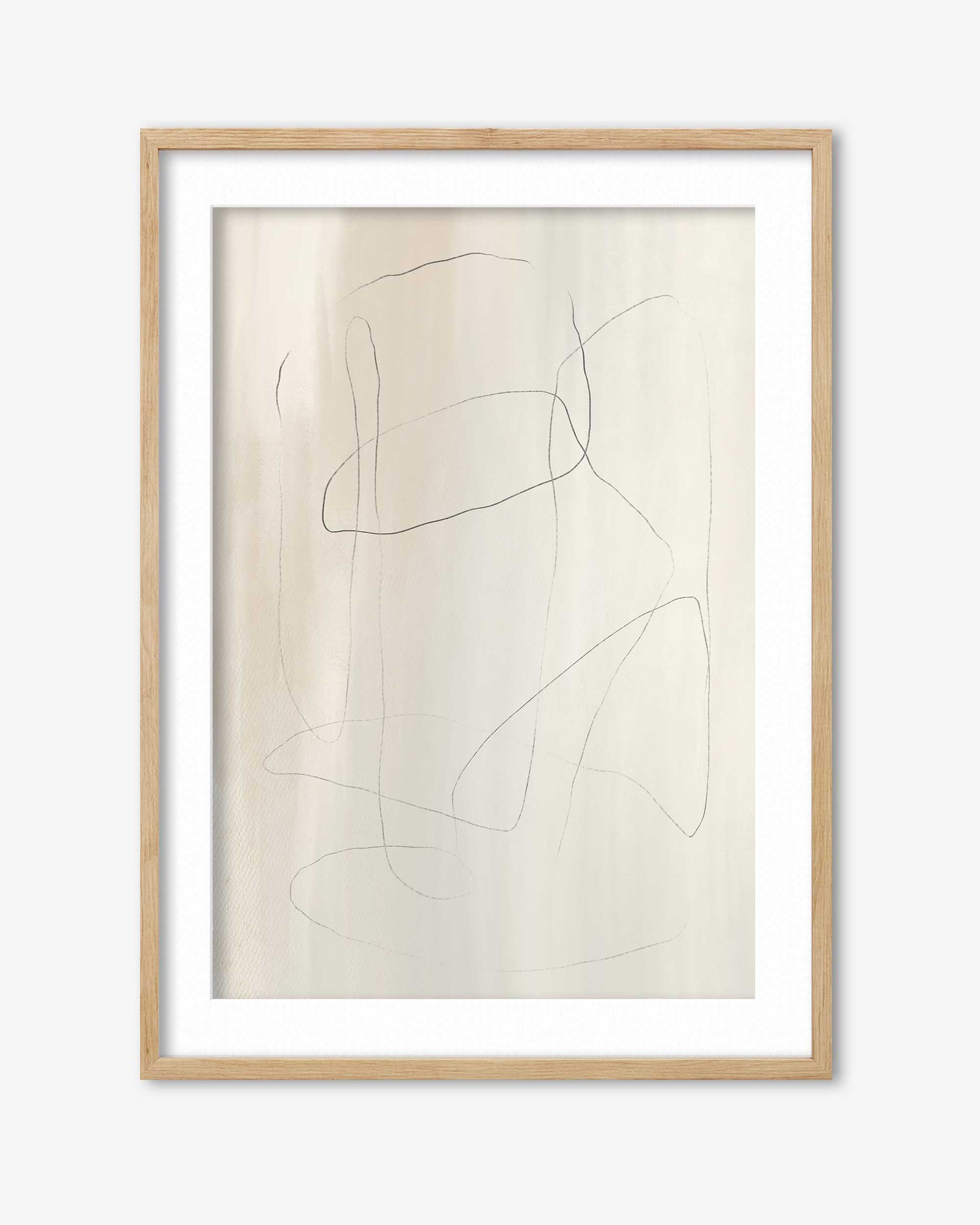Framed abstract art with minimalistic design on a white background