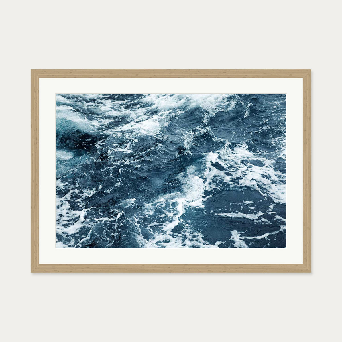 Ocean Waves Wall Art Print — 50 x 70 cm — Oak Frame