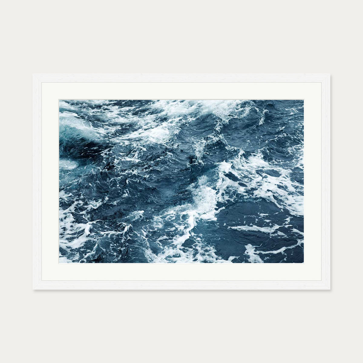 Ocean Waves Wall Art Print — 50 x 70 cm — White Frame