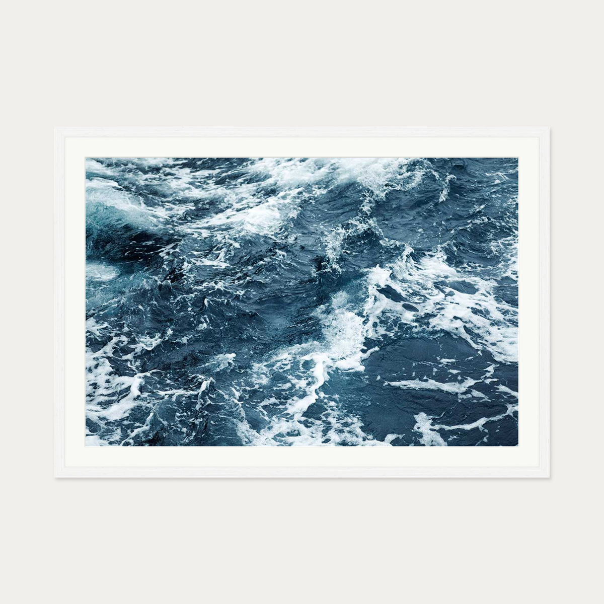 Ocean Waves Wall Art Print — 70 x 100 cm — White Frame