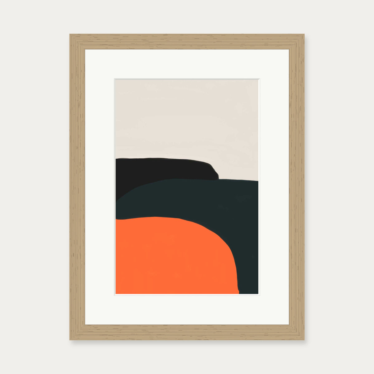 Orange And Grey Art Print — 30 x 40 cm — Oak Frame