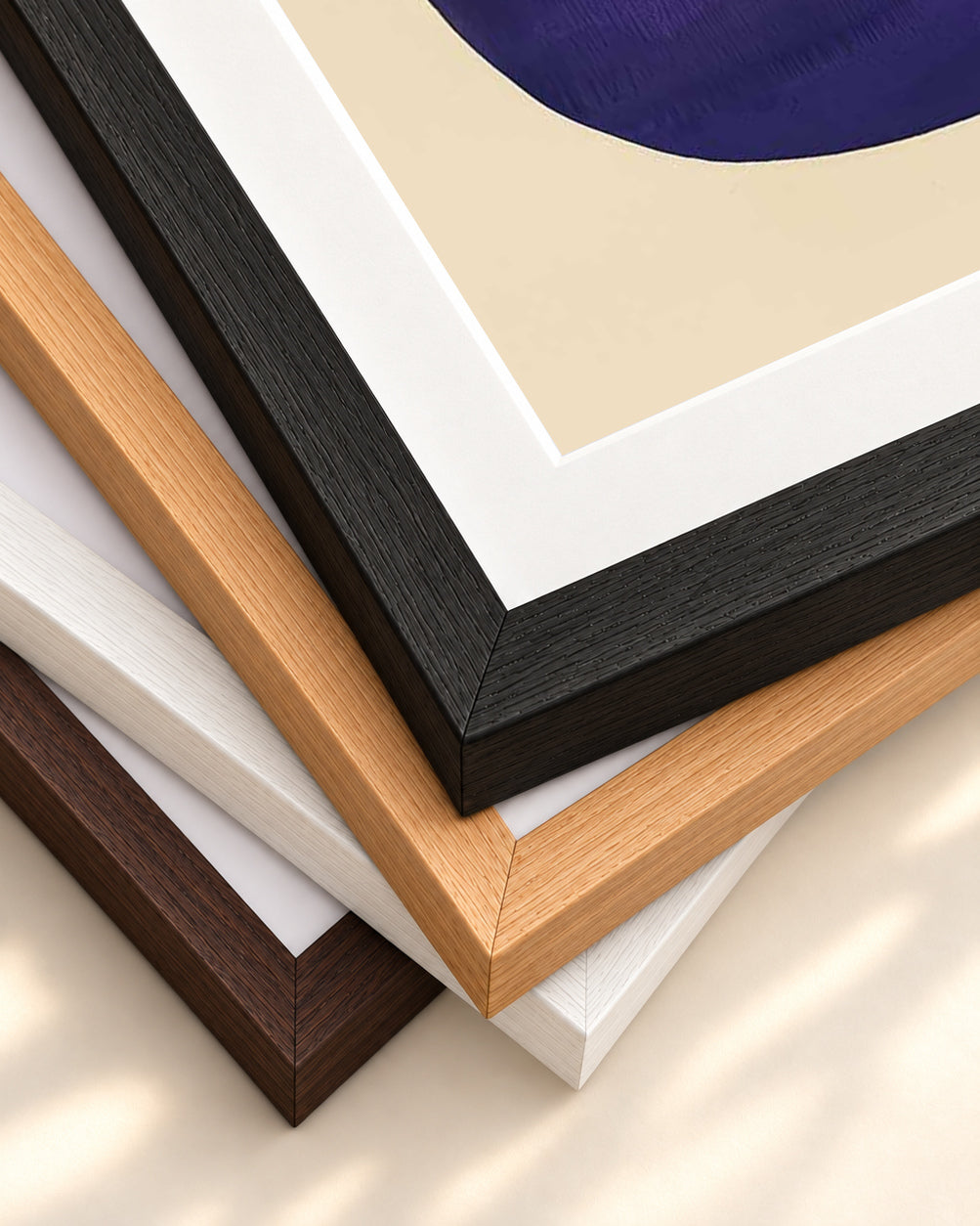 Orange And Purple Wall Art — framed print corner with 5 cm mount and bevel