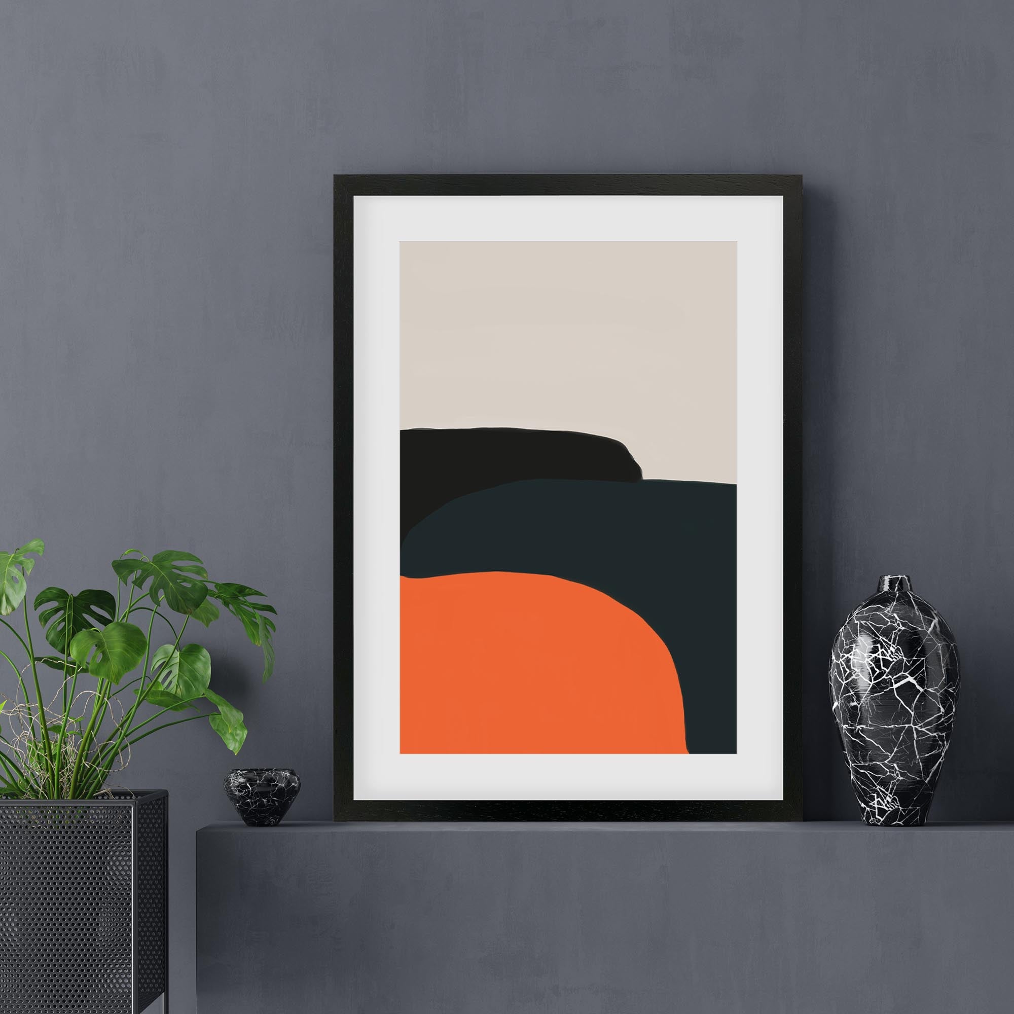 Orange And Grey Framed Art