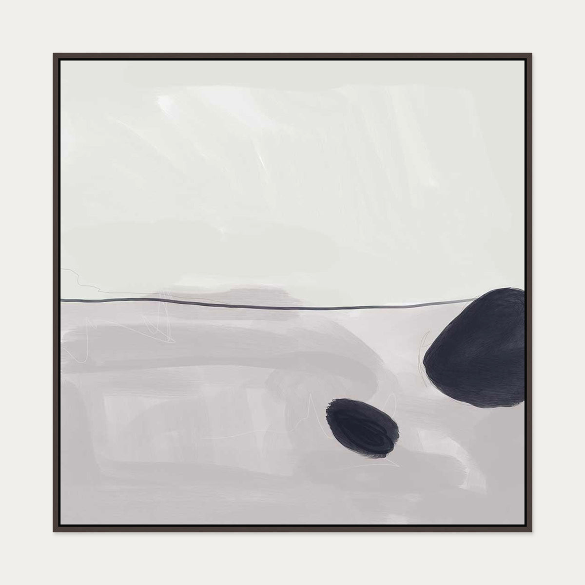 Organic Abstract I Canvas Art — 100 x 100 cm — Brown Frame