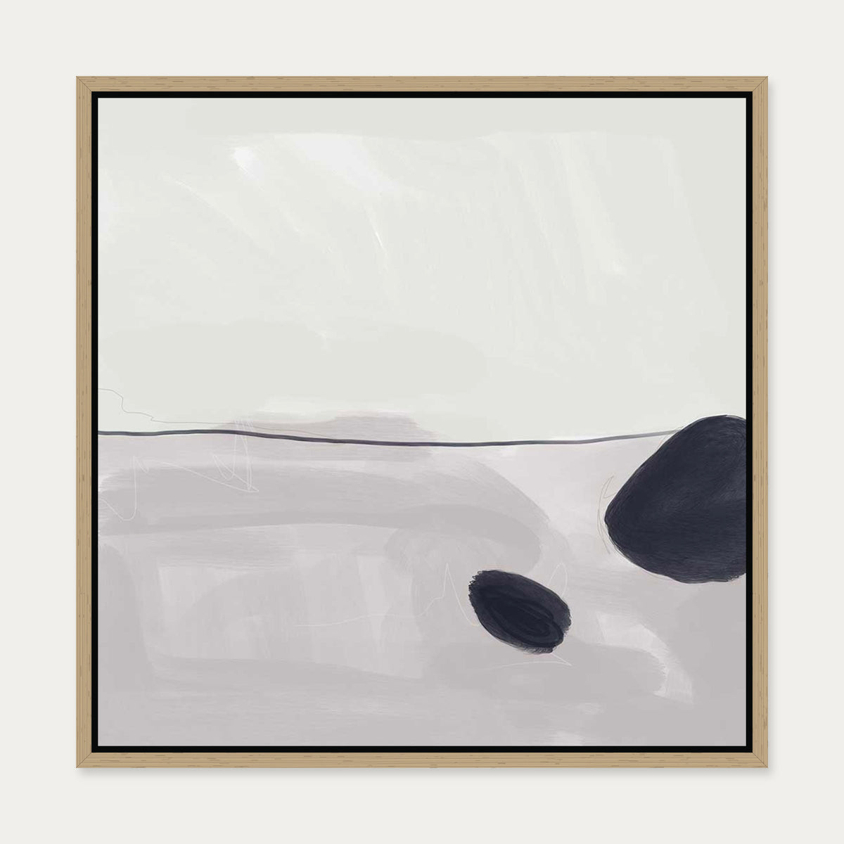 Organic Abstract I Canvas Art — 50 x 50 cm — Oak Frame