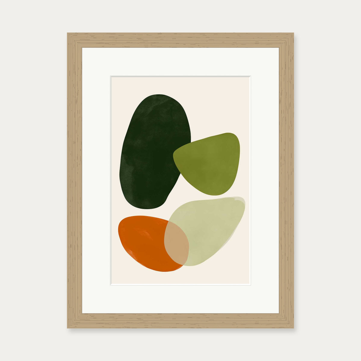 Organic Abstract Motif Wall Art — 30 x 40 cm — Oak Frame
