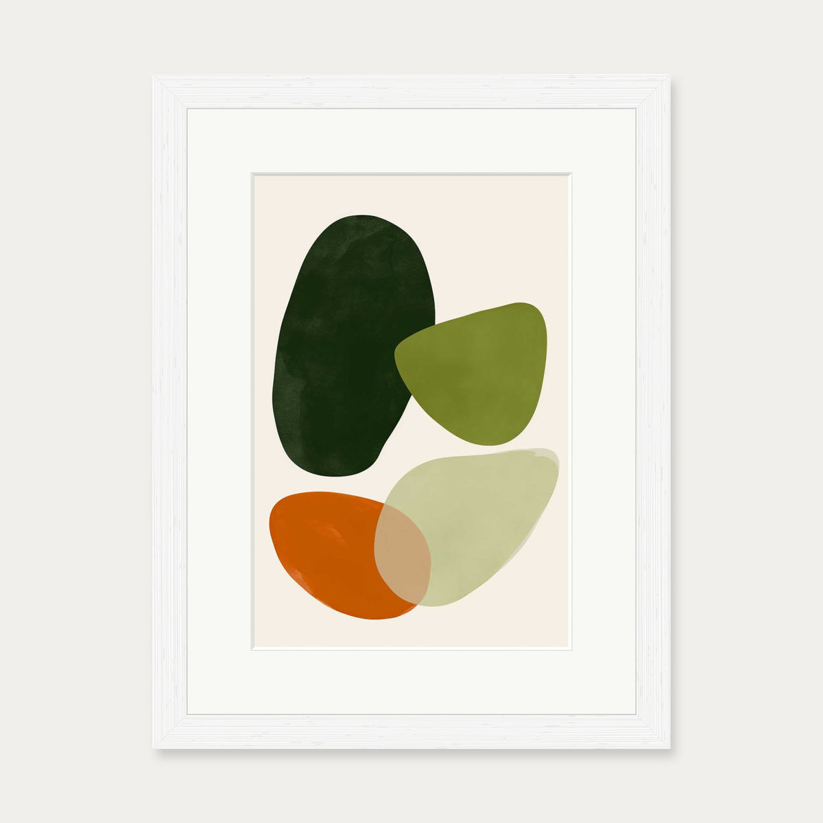 Organic Abstract Motif Wall Art — 30 x 40 cm — White Frame
