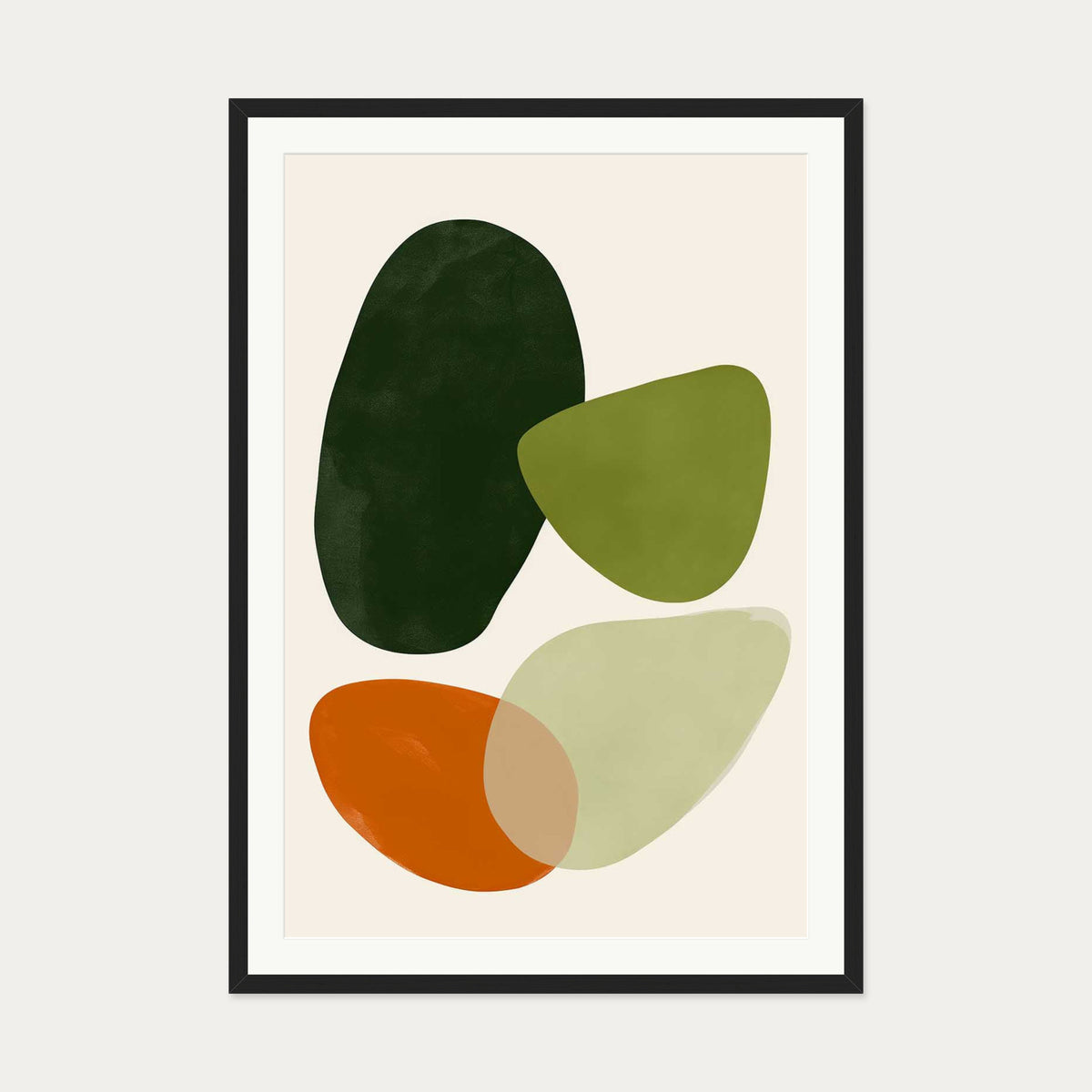 Organic Abstract Motif Wall Art — 70 x 100 cm — Black Frame