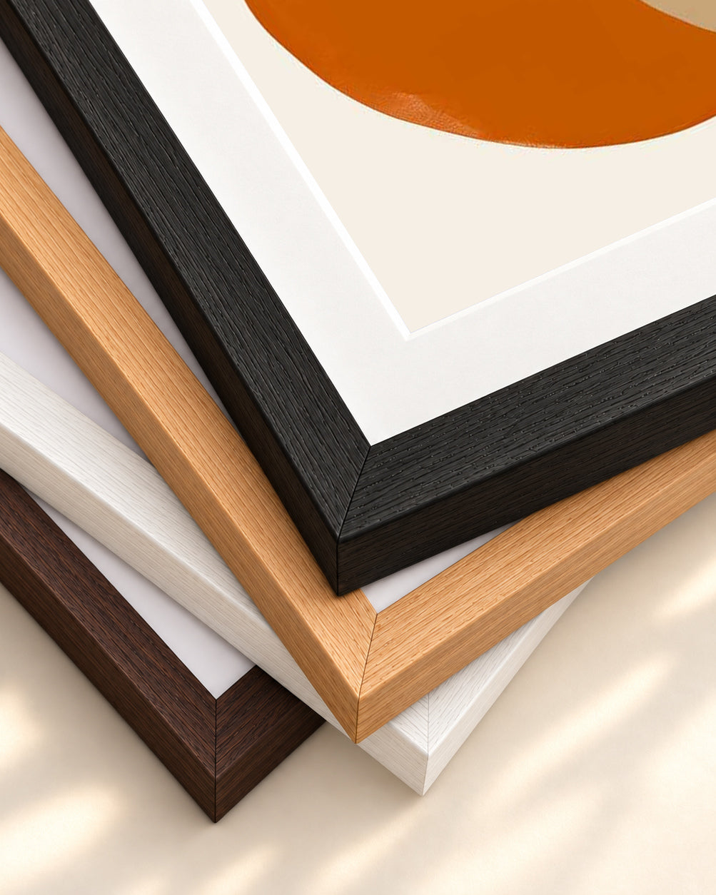 Organic Abstract Motif Wall Art — framed print corner with 5 cm mount and bevel