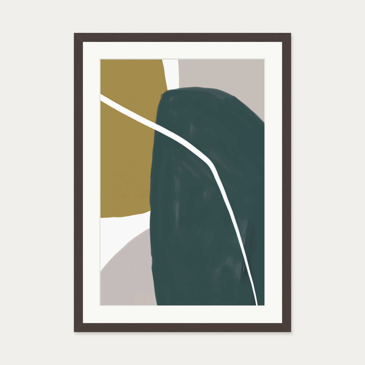 Organic Abstract Shapes Art Print — 50 x 70 cm — Brown Frame