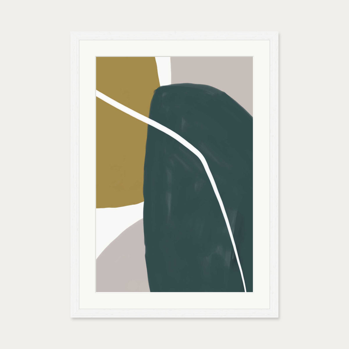 Organic Abstract Shapes Art Print — 50 x 70 cm — White Frame
