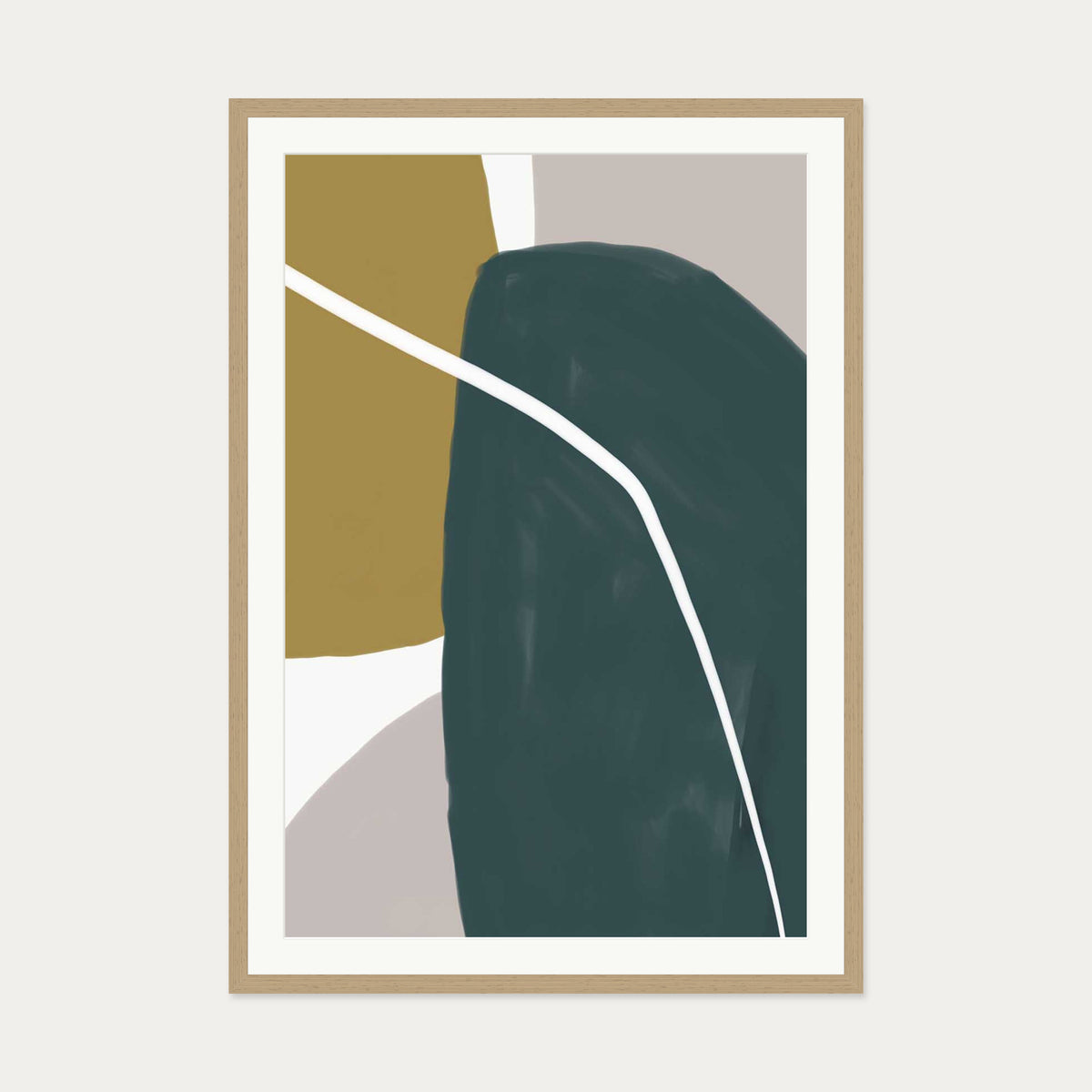 Organic Abstract Shapes Art Print — 70 x 100 cm — Oak Frame