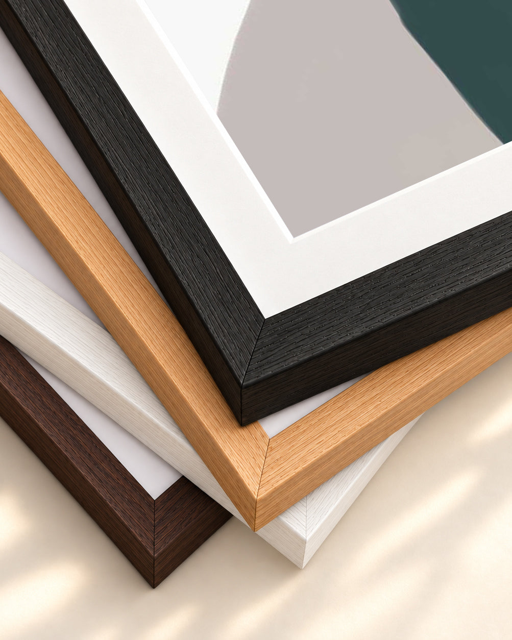 Organic Abstract Shapes Art Print — framed print corner with 5 cm mount and bevel