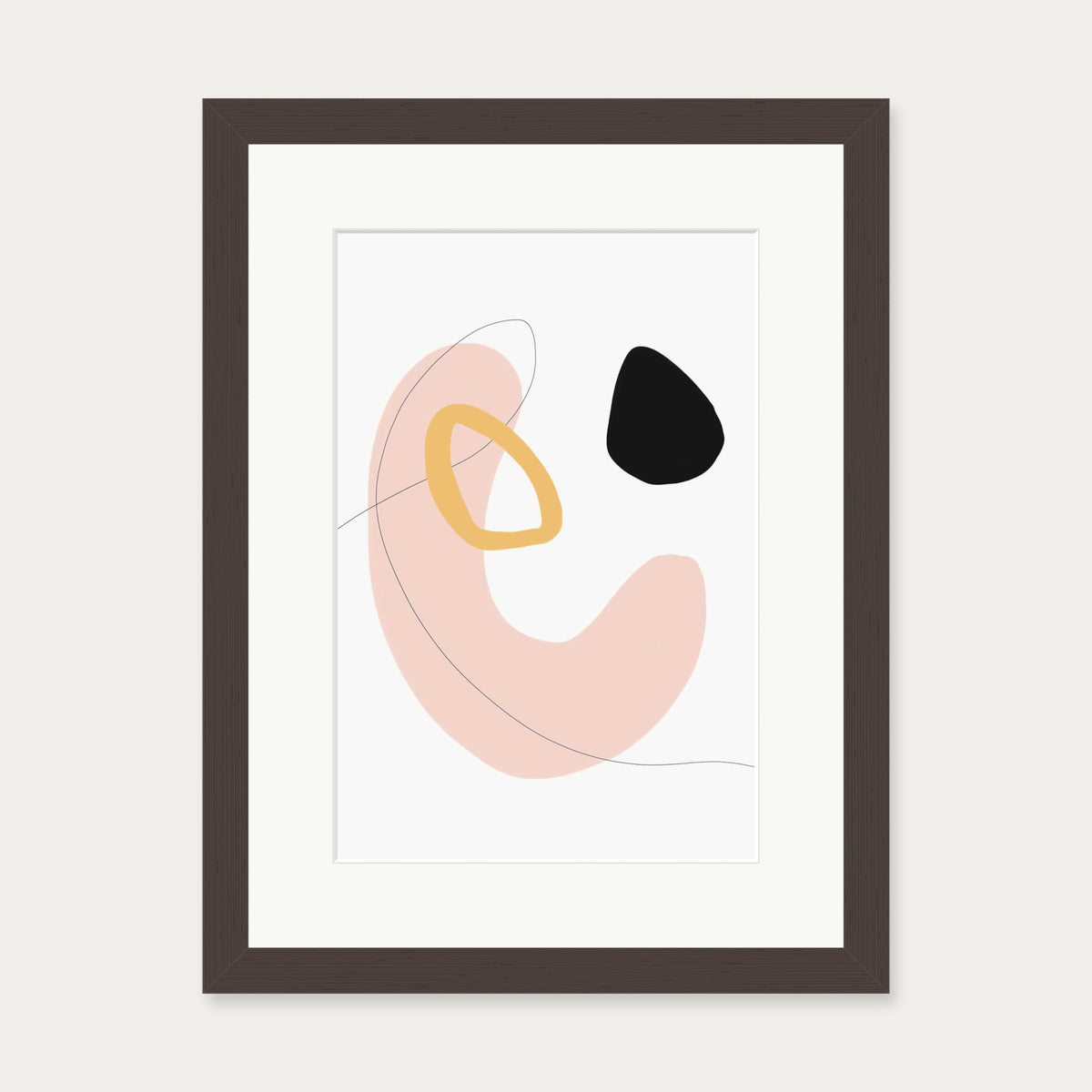 Organic Bean Shapes Art Print — 30 x 40 cm — Brown Frame