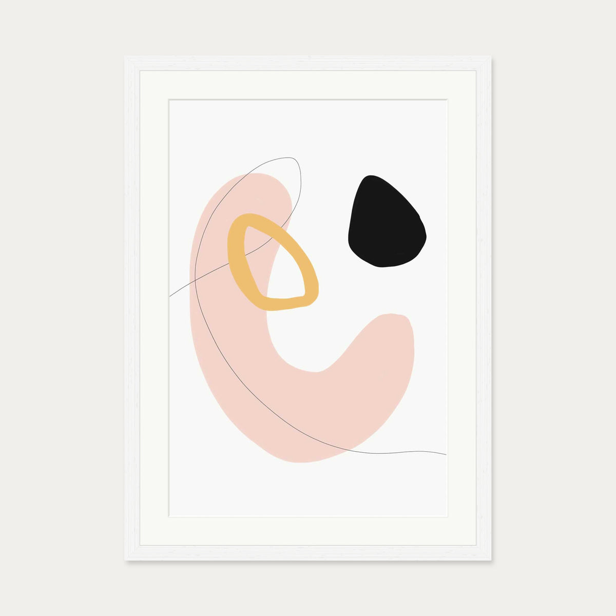 Organic Bean Shapes Art Print — 50 x 70 cm — White Frame