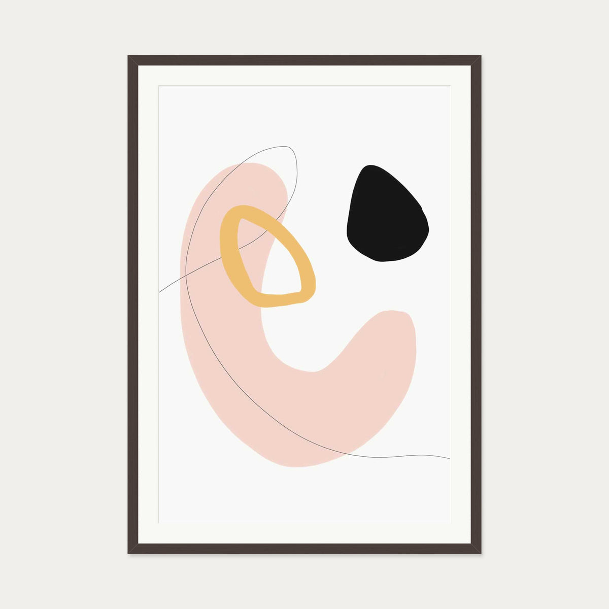 Organic Bean Shapes Art Print — 70 x 100 cm — Brown Frame